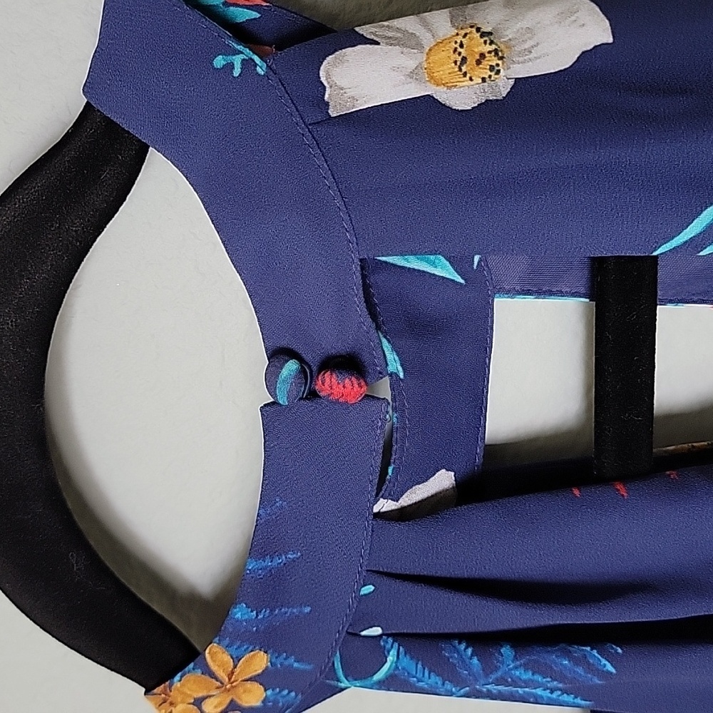 Express NWT Romantic Girly Blue Tropical Luau Floral Halter Neck Dress size 14 - Picture 5 of 11